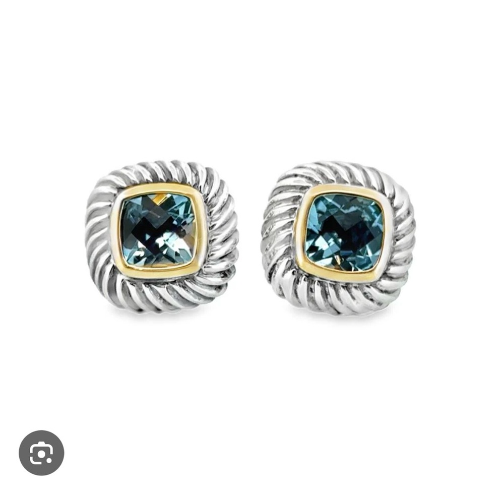 David Yurman Silver Earrings with Blue Gemstone